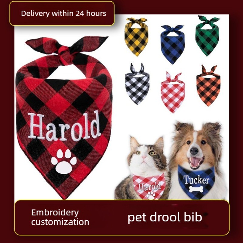 Dog Bandana Scarf - Bandana Bordir Nama Anjing, Syal Hewan