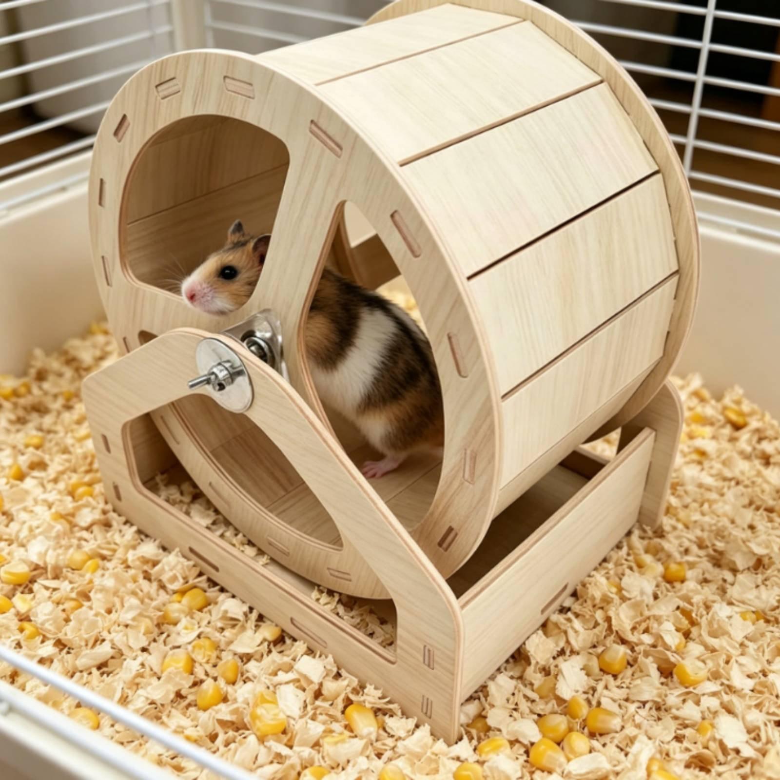 Roda Lari Hamster Kayu Solid T - Hamster Cage Wheel ulasan dan harga